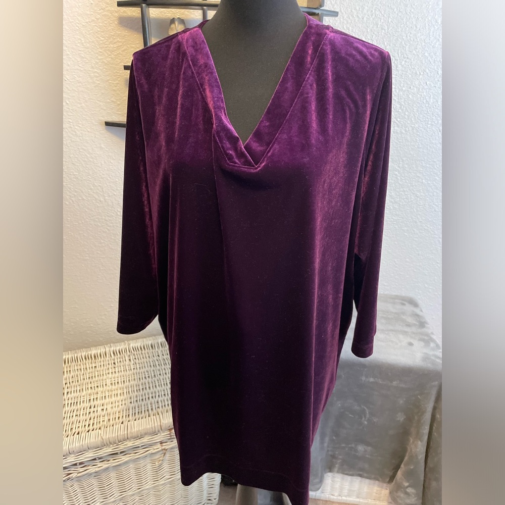 Lands' End Women's Purple Velvet Top